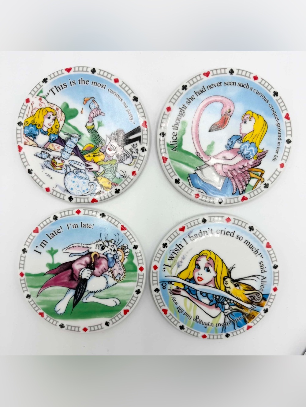 Alice in Wonderland Coaster Set of Four 4" Ceramic Coasters Paul Cardew Design